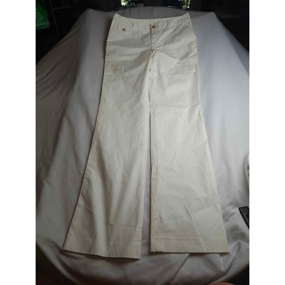 Banana Republic Martin Fit White Wide Leg Stretch Dress Pants Womens 10L